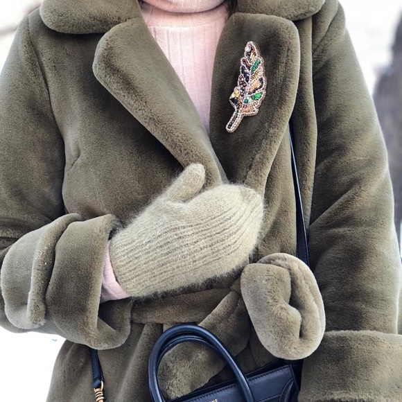 Faux fur  green warm coat - Picture 4 of 11